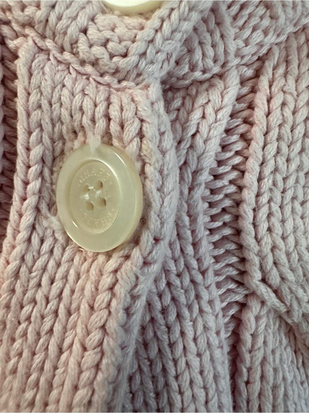 Chaps Pale Pink Cable-Knit Button Cardigan - Picture 3 of 4